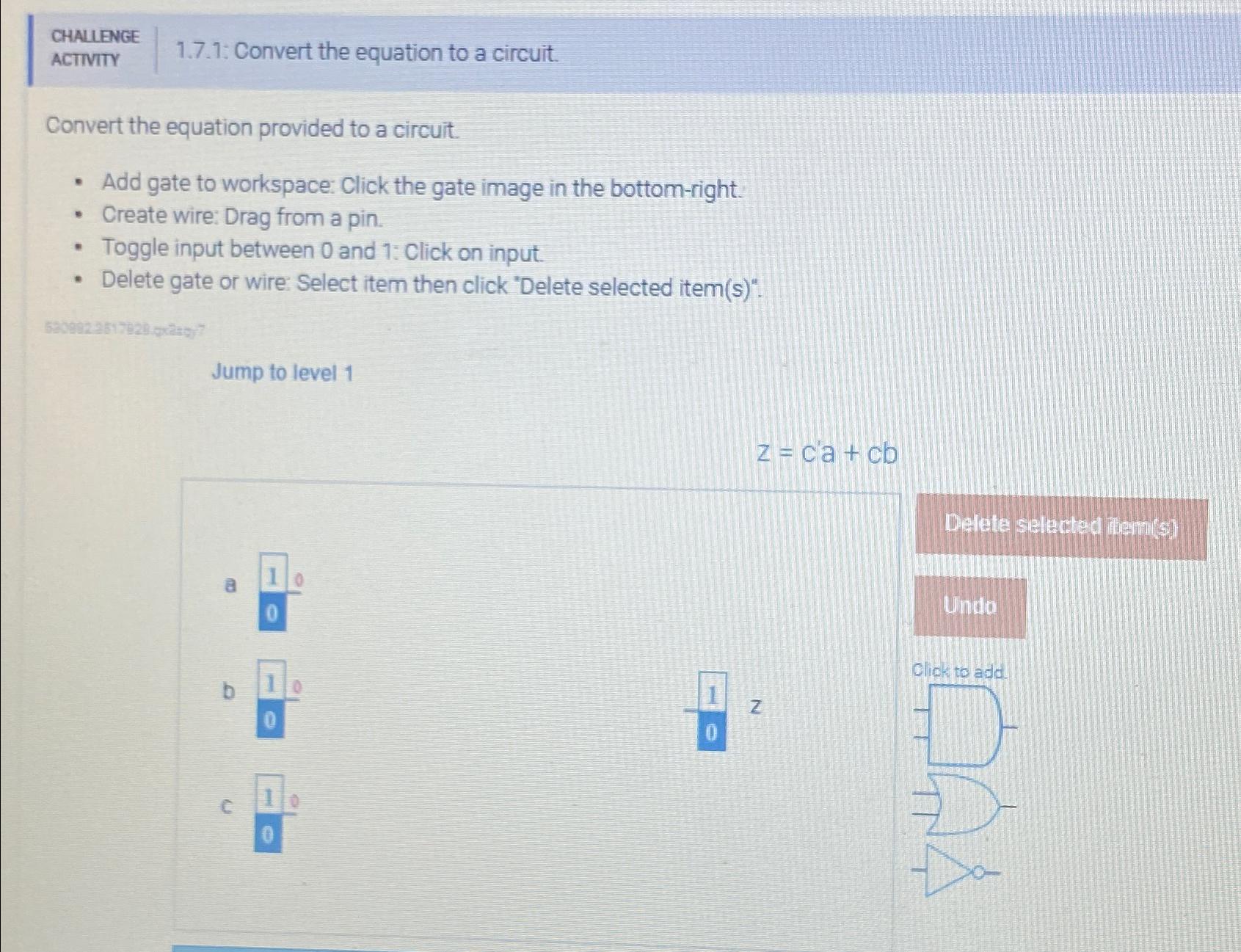  CHALLENGE ACTIVITY 1.7.1: Convert the equation to a circuit. Convert the