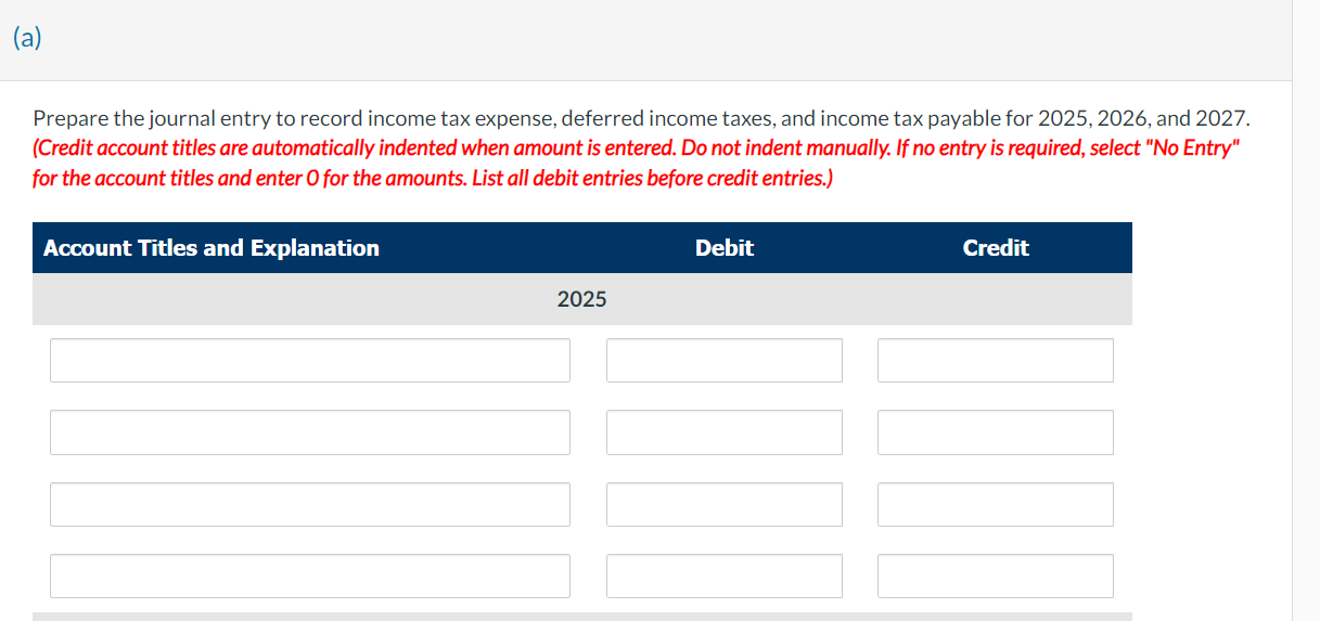 and income taxes payable. The following information is available: The income tax