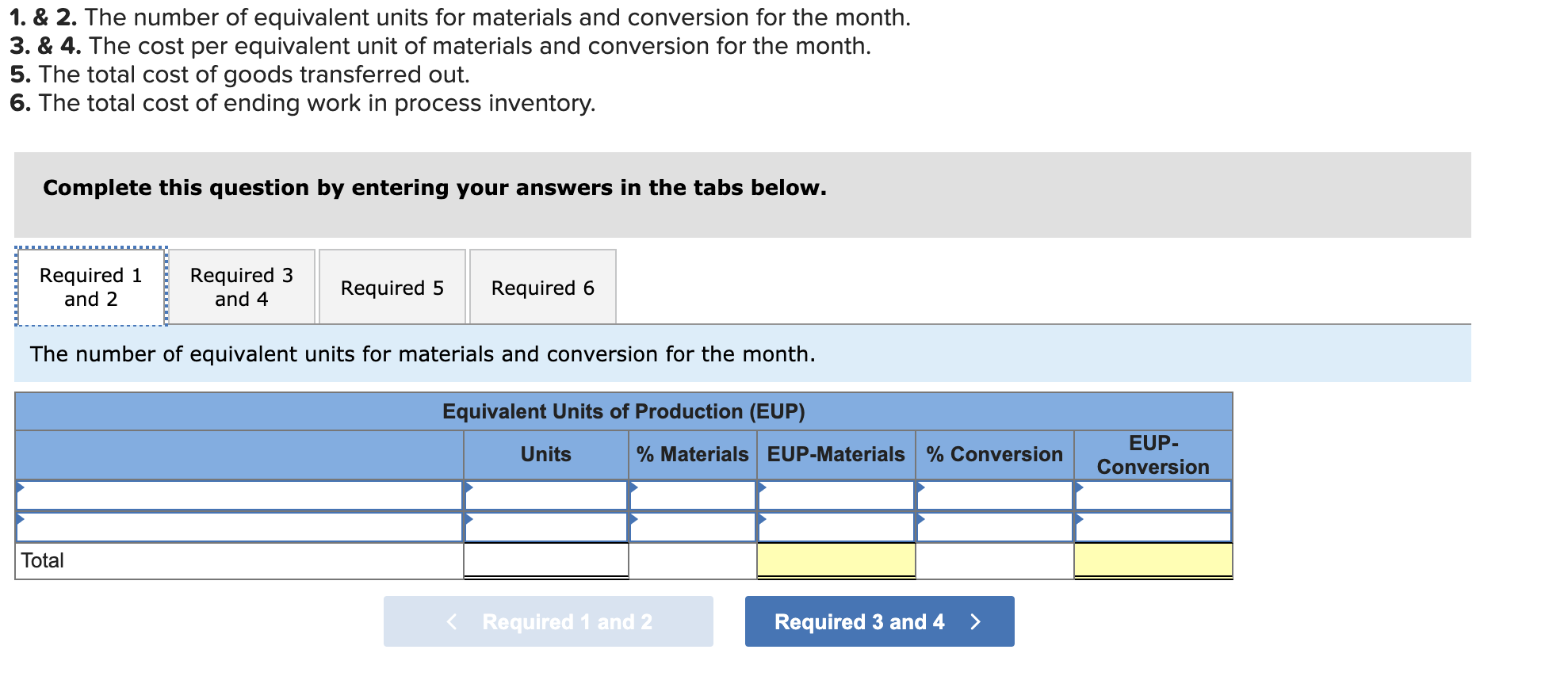 uses the weighted-average method of process costing to assign production costs to