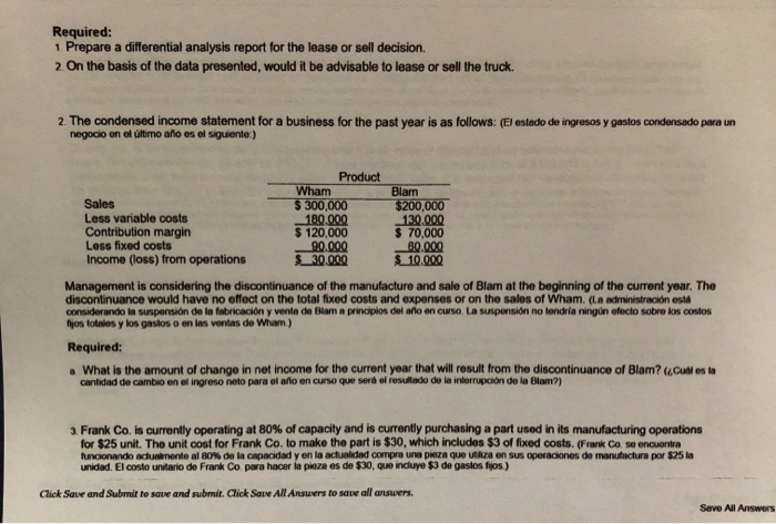 your answers. (Utilice la plantilla en Excel para presentar sus contestaciones) Exercises