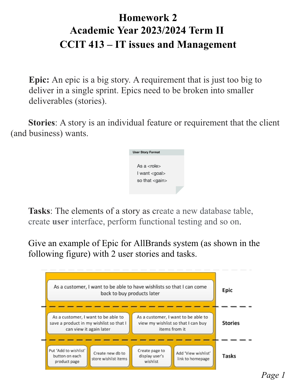  Homework 2 Academic Year 2023/2024 Term II CCIT 413- IT issues