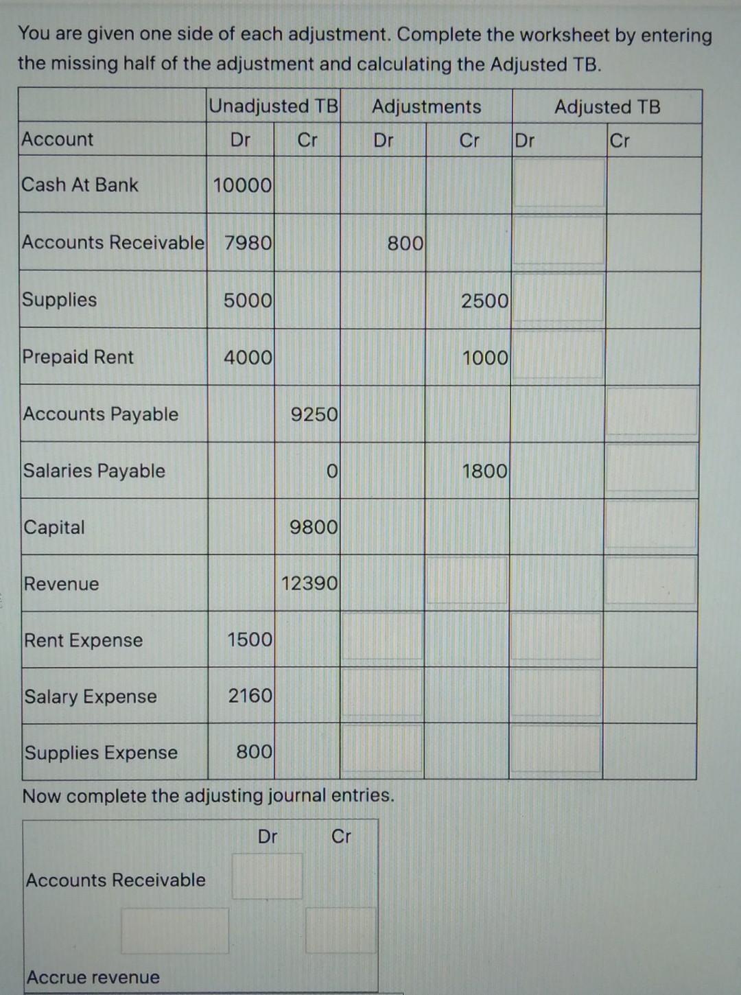  Can you please fill in the missing boxes, so I can