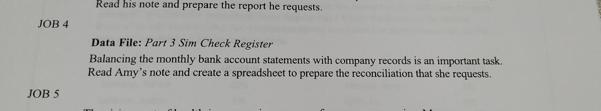 Data File: Part 3 Sim Check Register Balancing the monthly bank