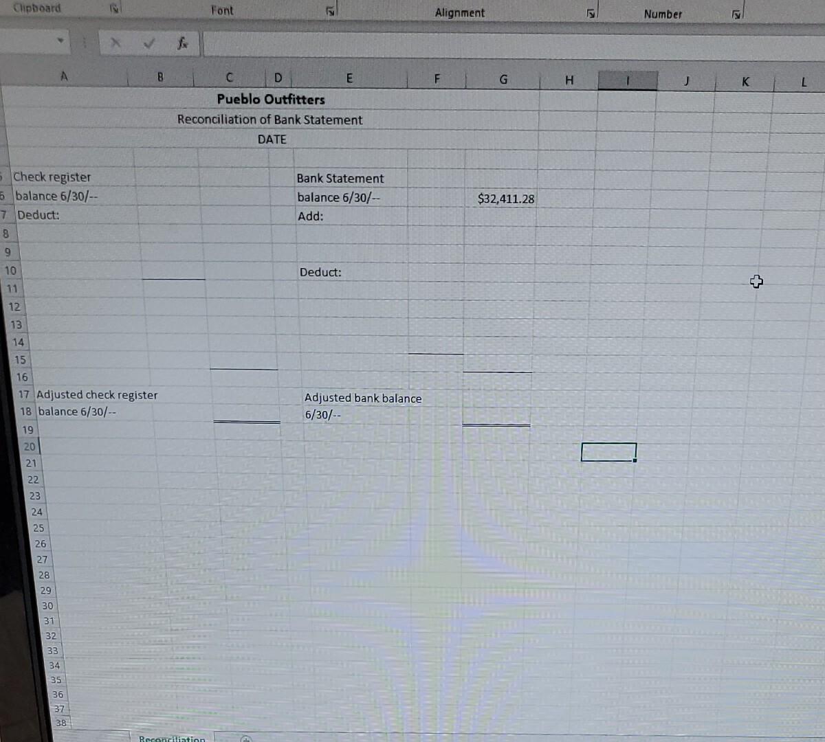 Will you please do a reconciliation report in Excel for the checking