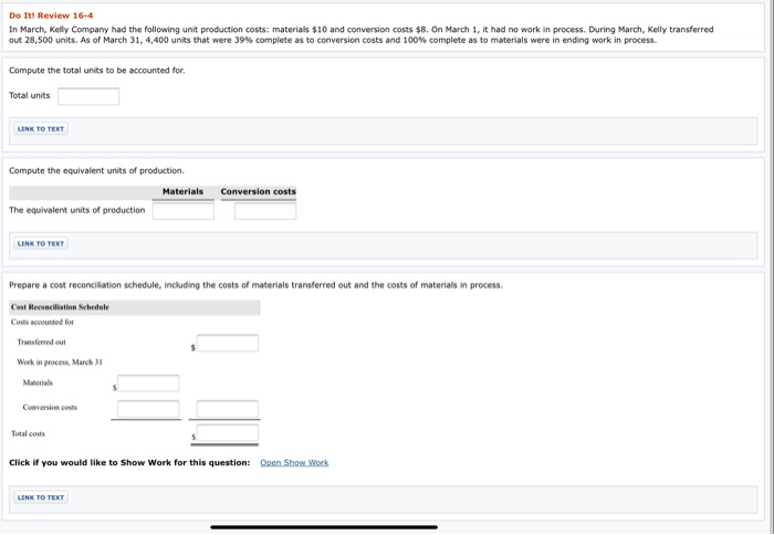  Do It! Review 16-4 In March, Kelly Company had the following