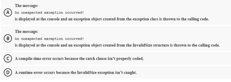 "Error! Size must be >0."; error.size = size; throw error; \} double