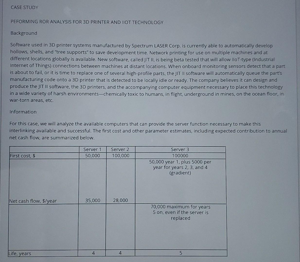 urgent solve quickly show steps PEFORMING ROR ANALYSIS FOR SD PRINTER