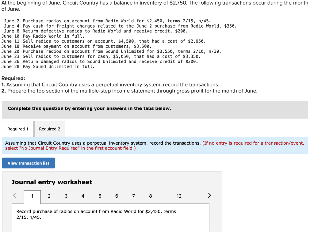 This is a 2-part question, but I need 12 journal entries. At