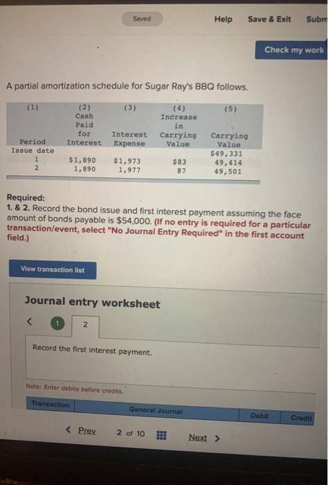  Saved Help Save & Exit Subn Check my work A partial