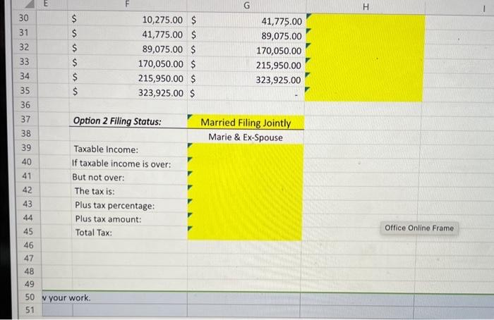 \begin{tabular}{|l|l|} \hline 36 & Option 1 Filing Status: \\ \hline 38 &