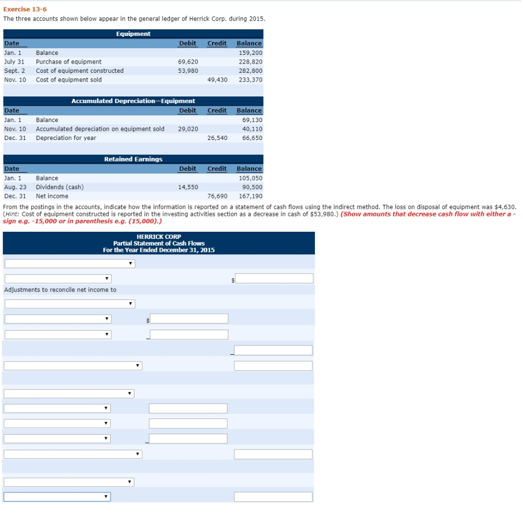  Exercise 13-6 The three accounts shown below appear in the general
