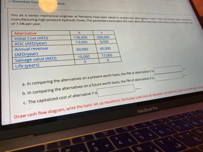 now of 7.5% per year. Alternative Y Initial Cost (AED) -136,000 -200,000
