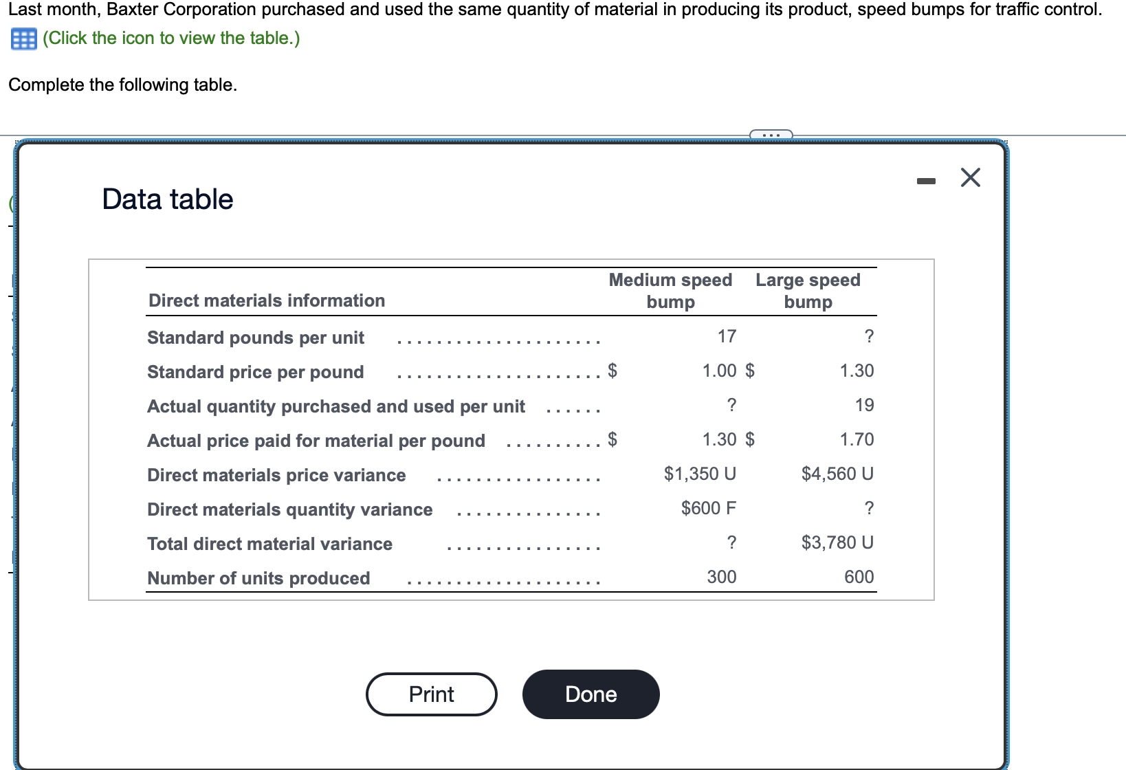 Need help filling in the question marks on the table. Last month,