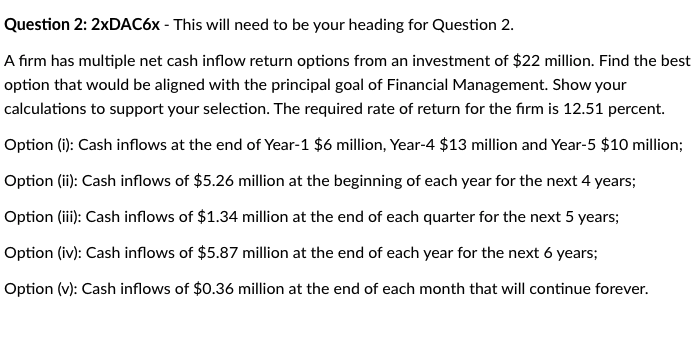  Question 2: 2xDAC6x - This will need to be your heading