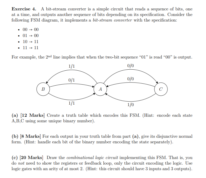 Exercise 4. A bit-stream converter is a simple circuit that reads