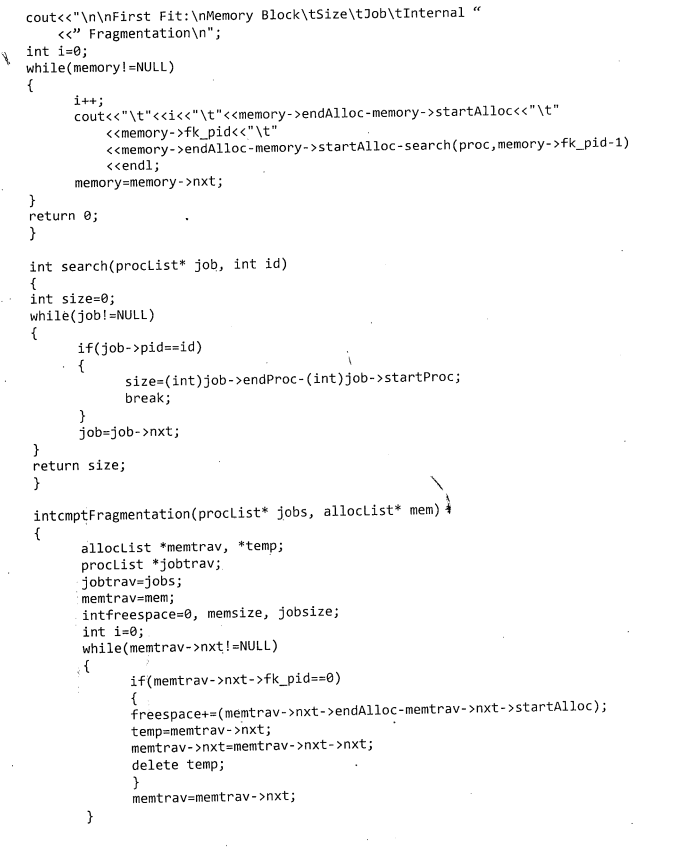 Worst-Fit PARTIAL CODE (SAMPLE PROGRAM)