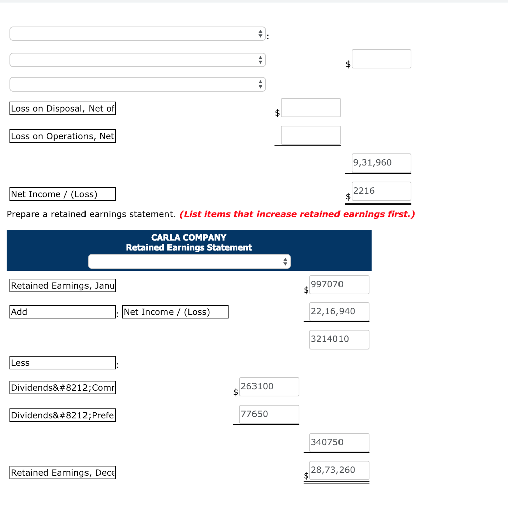 earnings balance, January 1, 2017 Sales Revenue Cost of goods sold Interest