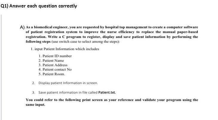  hello, can you Write a C program for each question and
