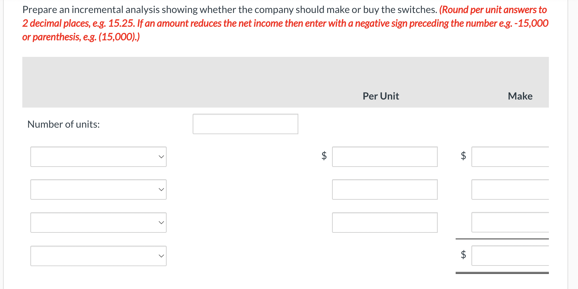 of its components. The costs of producing 59,100 switches for its generators