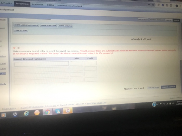 Massimini Company had the following payroll data for the year (Part Gross