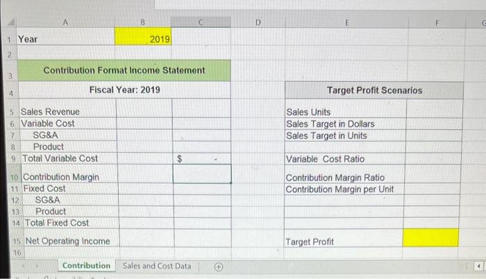 on the Contribution worksheet that sums the variable product costs on the