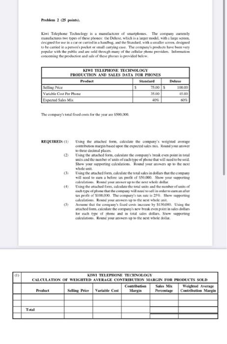  (1) Problem 2 (25 points). Total Kiwi Telephone Technology is a