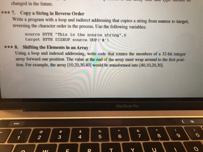  changed in the future *7. Copy a String in Reverse Order