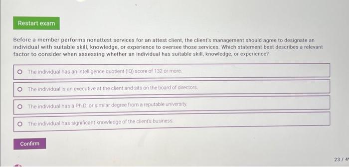  Before a member performs nonattest services for an attest client, the