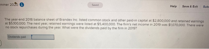  mmer 2020 6 Saved Help Save & Exit Sub The year-end