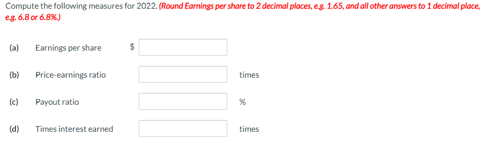 were outstanding at December 31,2022. (Use a simple average for weighted-average.) 2.