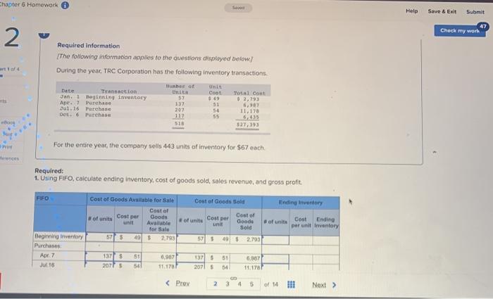  Chapter 6 Homework Help Save & Exit Submit Check my work