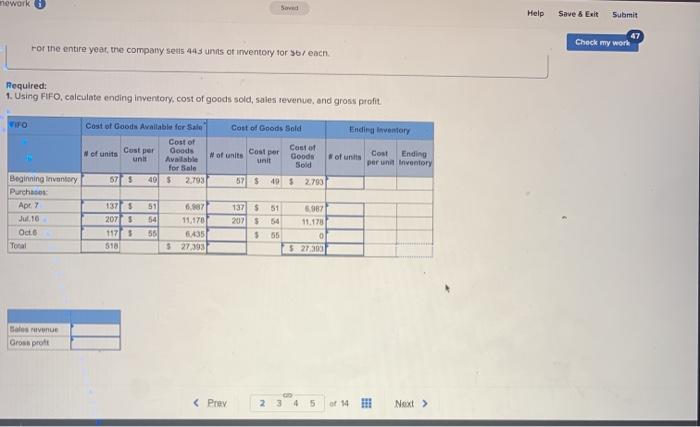 2 Required Information The following information applies to the questions as played