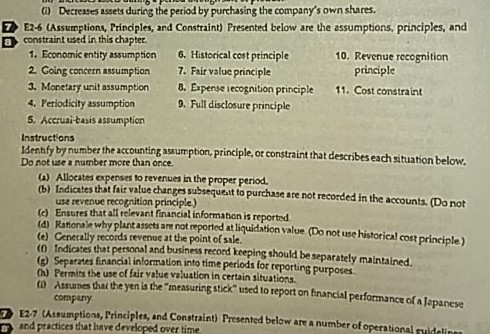 Please answer question number E2-6 C) Decreases assets during the period by