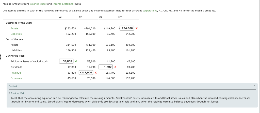  Missing Amounts from Balance Sheet and Income Statement Data One item
