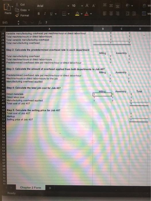 Required information Chapter 2: Applying Excel This Excel worksheet relates to the