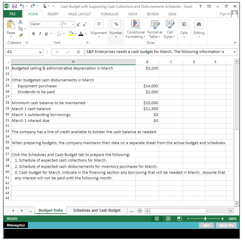 schedule of expected cash collections. 2. Prepare a direct materials budget, including