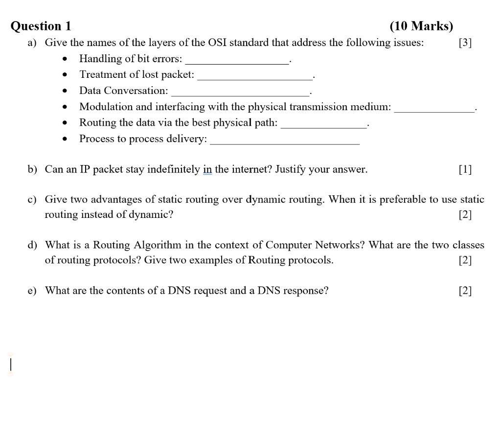  ECTE 329 PLS solve NOW [3] Question 1 (10 Marks) a)