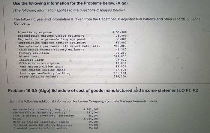  help thank you Use the following information for the Problems below.