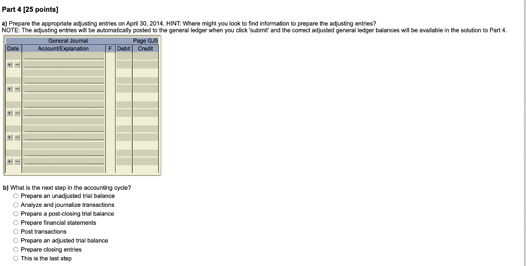 rent 2/Apr Received payment for consulting in advance 11/Apr Paid for dinner