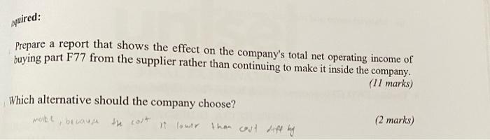 Y. Costs associated with the altematives are listed below: Required: a. Based