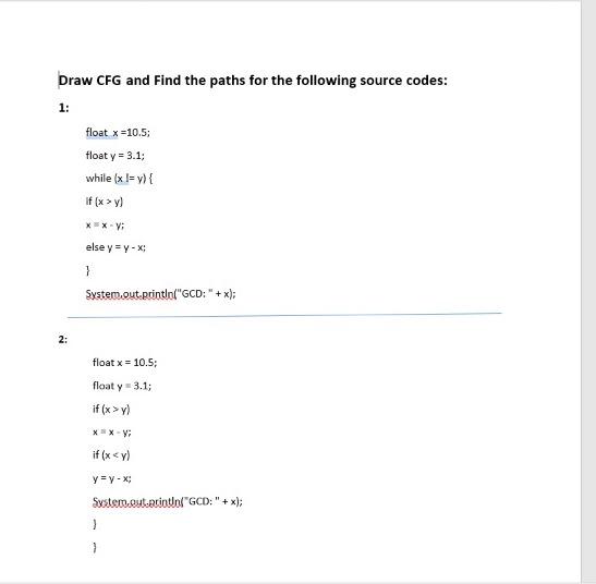 solve correct please : Draw CFG and Find the paths for the