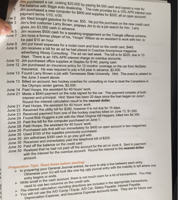 amounts to the T-accounts represented in the general ledger as you go