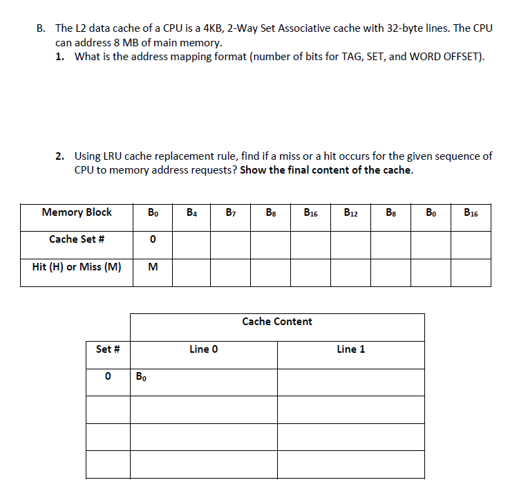 B. The L2 data cache of a CPU is a 4KB,