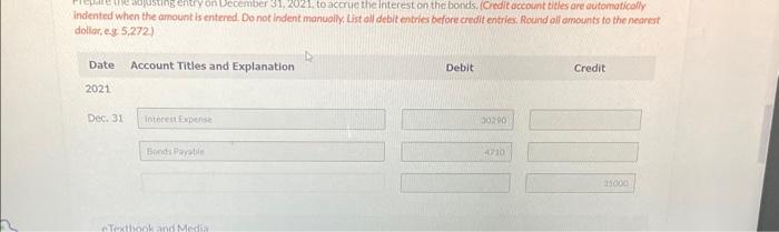  indented when the amount is entered. Do not indent manuolly, List