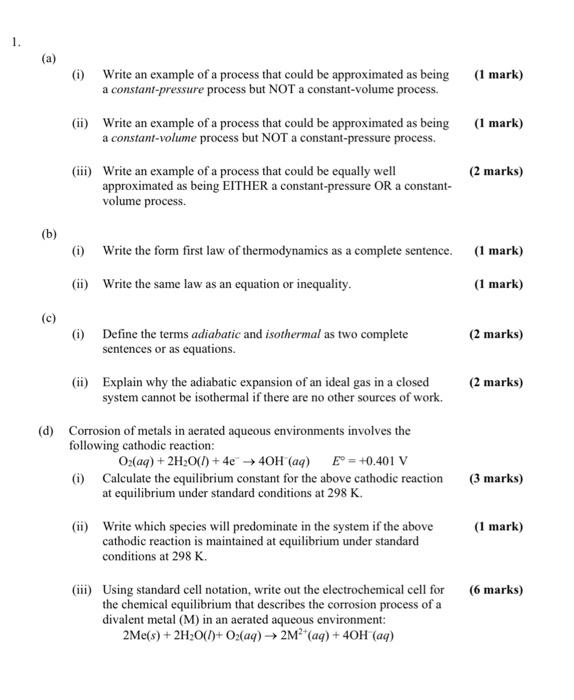  (a) (i) Write an example of a process that could be