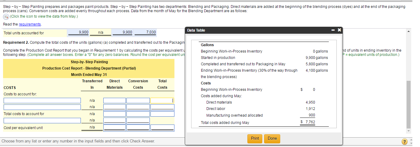  I was able to complete the first table, but I'm lost
