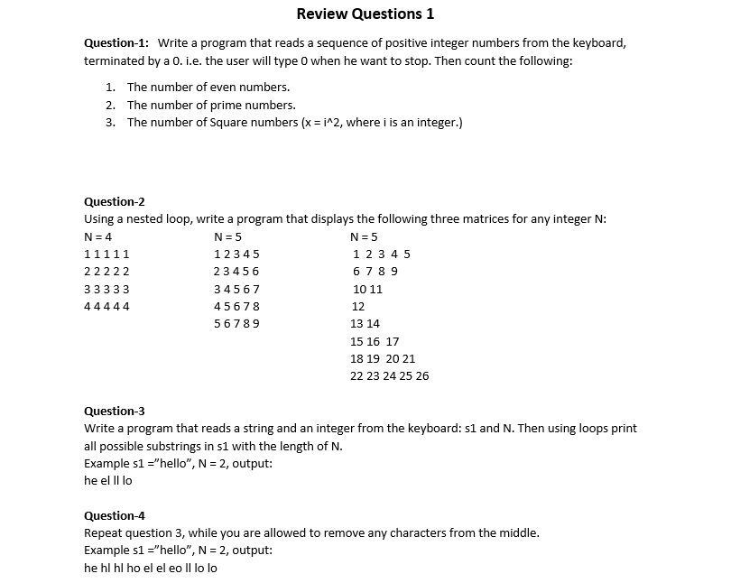  Using java language .. Objec Oriented Program. Review Questions 1 Question-1: