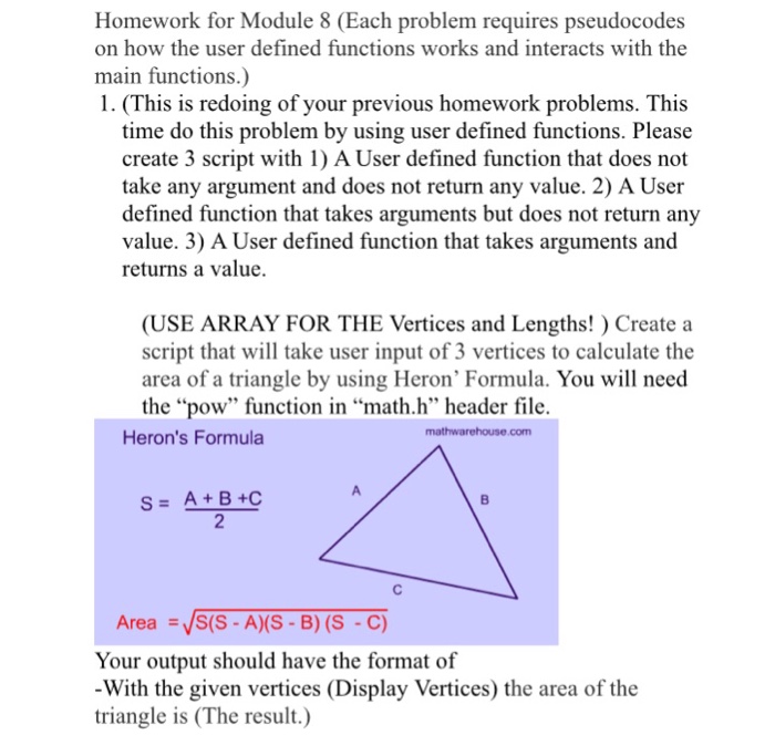  Please use C programming only and use user defined function! Include