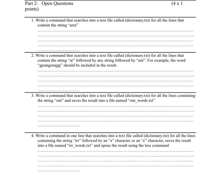 should answer by Linux , Unix I'll upvote (4 x 1 Part