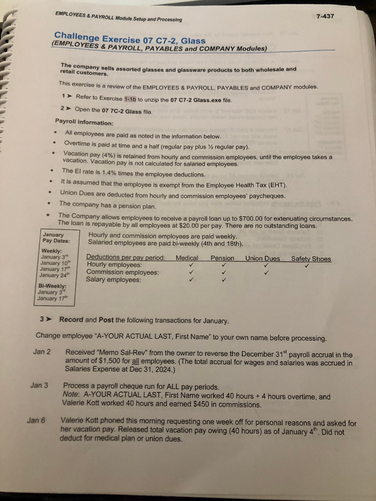 page 7-437 of textbook. sage 50 book The name of the company